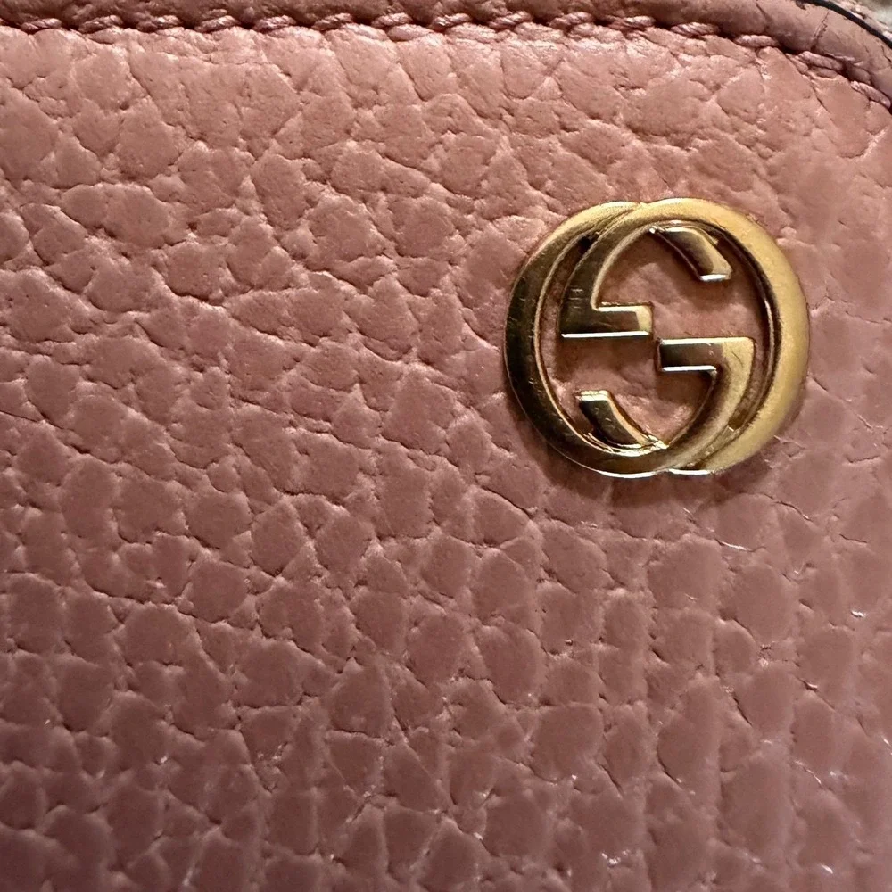 Gucci Interlocking G Zip Around Long Wallet Pink Pebbled Leather 449347 in Box - Picture 5 of 12